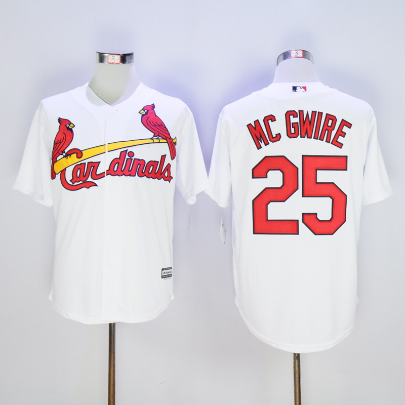 Men St. Louis Cardinals #25 Mc Gwire White Throwback MLB Jerseys